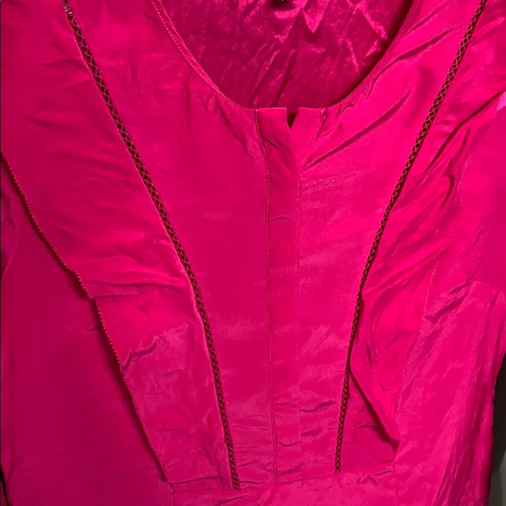 Veronica Beard Silk Magenta Button Front Blouse 4 - image 2